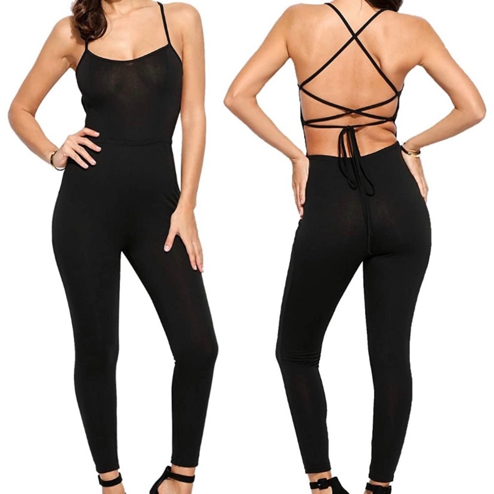 🚫SOLD🚫 Black Jumsuit Spaghetti Straps Sexy One Piece S